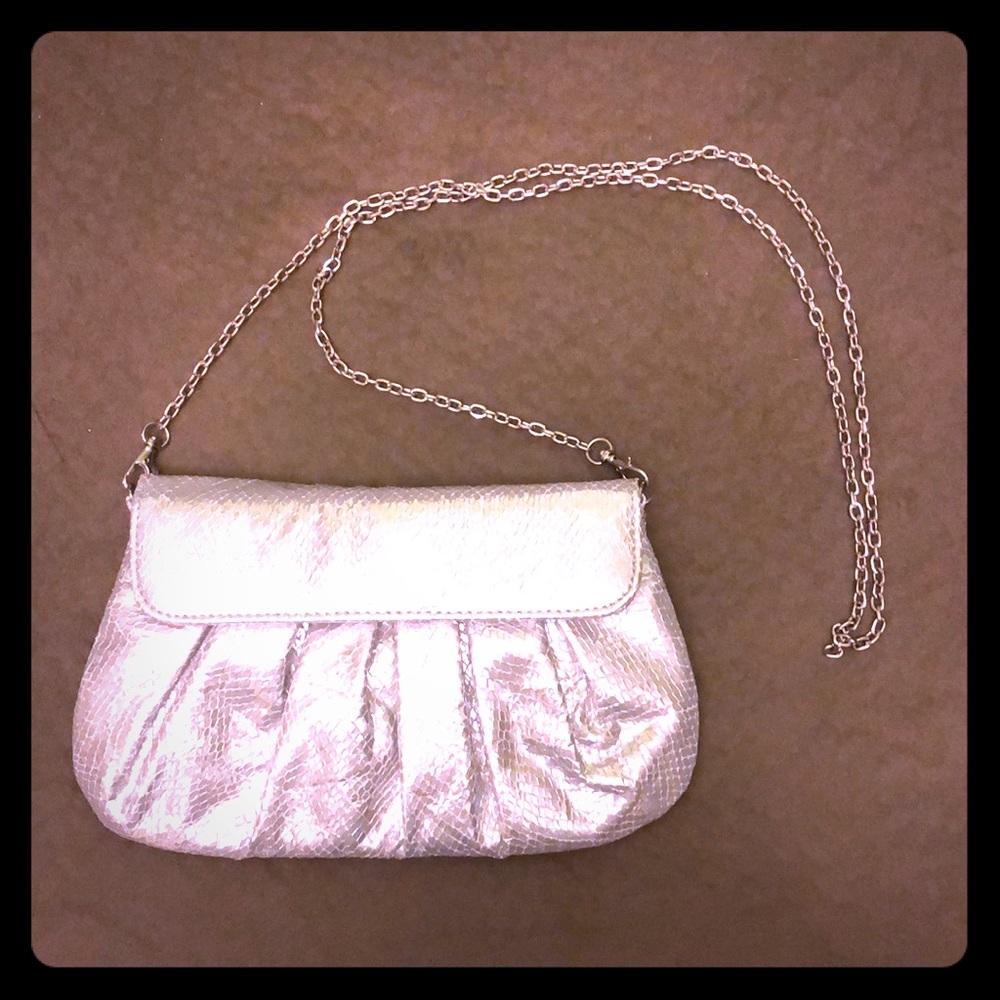 Urban Expressions Silver Snakeskin Clutch